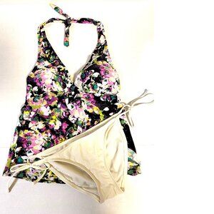 NEW 2pc Assets Spanx Tankini Top S; Xhilaration White Bikini S Swimwear #046